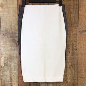 Robert Rodriguez Pencil Skirt Womens 2 Cream‎ Black Mesh Trim Midi